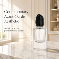 Flacon de parfum en verre mat personnalisable de 50 ml, avec couvercle décoratif en forme de galet, impression sérigraphique et marquage à chaud