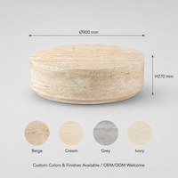 Table basse ronde en travertin pour salon, vente en gros OEM&ODM, table en pierre naturelle, table moderne en travertin beige pour maison et villa.