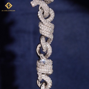 Bracelet en diamant de laboratoire Zuanfa, design filaire tendance, chaîne cubaine, collier et bracelet pour homme, diamant glacé, argent 925 - Product Image 3