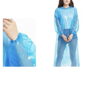 批发七彩灯廉价时尚透明塑料可折叠一次性雨衣