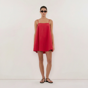 Vestido Mini Rojo para Mujer, Tirantes Finos, Corte en A, Sin Mangas, Holgado, Casual de Verano, para Vacaciones, Venta al Por Mayor - Product Image 1