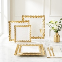 Vaisselle de luxe pour fête, service de table, mariage, assiettes en porcelaine blanche, or, argent, céramique, pour restaurant, ensemble de plats