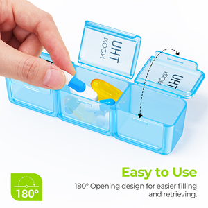 Boîte à pilules réutilisable, lavable, sécurisée, grande capacité, en PP et silicone, pour organiser les petits médicaments - Product Image 3
