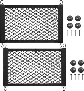 Lot de 2 filets de chargement Tenghui CW45 en maille PP pour <span class=keywords><strong>coffre</strong></span> de voiture/camion/SUV/bateaux, avec 8 vis de fixation et crochets (17,7x9,8 pouces) - Product Image 1