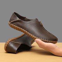 Chaussures habillées en cuir pour hommes, fabriquées à la main, style classique, en cuir véritable et semelle en caoutchouc