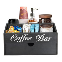 Organisateur de comptoir pour bureau à domicile, accessoires à café, porte-tasses, station à café en bois avec tiroir