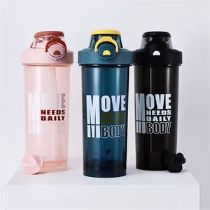 <strong>Wholesale</strong> Pink 800ML BPA Free Custom Logo Plastic Gym Fitness Workout Straw Protein <strong>Shaker</strong> Bottle With Plastic Mix <strong>Ball</strong> - Product Image 2