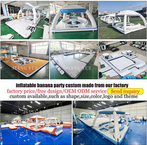 Muelle inflable flotante, isla de descanso con forma de carpa, estera flotante, plataforma de muelle flotante con tienda para ocio - Product Image 4