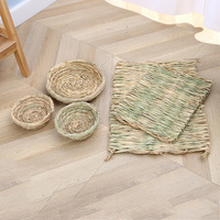Nouveau Nid d'oiseau rond tressé à la main en paille Baboney, maisonnette pour oiseaux, tapis de toilette et jouet pour perroquets, pigeons et cailles - 200g Fournitures pour animaux de compagnie