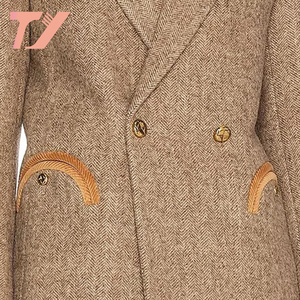 Giacca da <span class=keywords><strong>donna</strong></span> <span class=keywords><strong>a</strong></span> <span class=keywords><strong>righe</strong></span> monopetto stile personalizzato con risvolto lungo giacca Tweed <span class=keywords><strong>Blazer</strong></span> abbigliamento <span class=keywords><strong>donna</strong></span> - Product Image 4