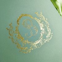 Ensemble de cartes d'invitation de mariage personnalisables en acrylique vert clair, style européen, avec impression dorée, papeterie de cérémonie