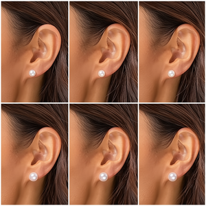 Eleganti orecchini con perle, perle coltivate bianche rotonde da 5 mm, stile classico per le donne, da indossare tutti i giorni - Product Image 1