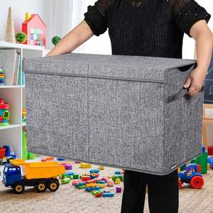 Boîte de rangement pour jouets d'enfants, vêtements, articles ménagers, grande capacité avec couvercle, panier de rangement pliable pour collations de bébé - Product Image 6