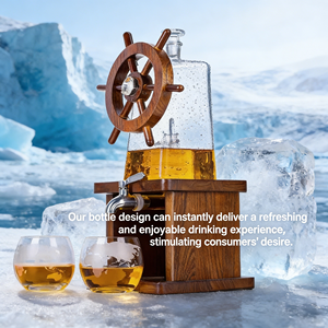 Bouteille en verre transparente pour whisky pour homme, de haute qualité, personnalisée, <span class=keywords><strong>avec</strong></span> bouchon carré, pour cadeaux, cocktails et soirées - Product Image 4