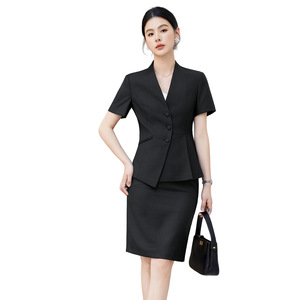 Women's Suit <b>Set</b> Short Sleeve <b>Blazer</b> Skirt <b>Set</b> Office Lady Breathable Lightweight Commute Work Wear - Product Image 5