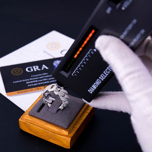 공장 직도매 남성용 925 스털링 실버 2줄 파베 세팅 VVS 등급 리얼 다이아몬드 모이사나이트 주얼리 힙합 아이스드 아웃 쿠반 링크 반지 - Product Image 2