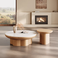 Table basse de salon de luxe créative, ronde, design haut de gamme, table à thé pour la maison, table en bois pour villa