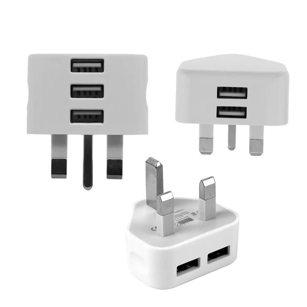 Portable 3 Pin USB Charger UK Plug Wall Adapter With 1/2/3 Ports Travel Charging Device For Xiaomi iPhone 13 X 8 Samsung Tablets