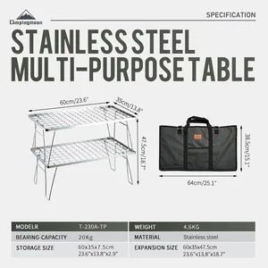 CAMPINGMOON ensemble table et chaises de camping double réchaud de camping portable personnalisé table igt de camping pliante en acier inoxydable avec sac en toile