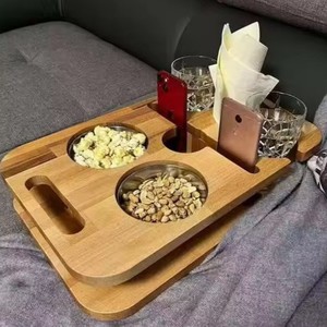 Solid Wood Desktop <b>Snack</b> <b>Tray</b> With Handle Rectangle Serving <b>Tray</b> For Sofa Coffee Table Fruit And Dried Fruit Storage - Product Image 1