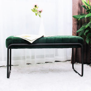 Custom pieghevole verde in velluto ottomano divano <span class=keywords><strong>oro</strong></span> gambe camera da letto panca in tessuto con deposito letto pouf scarpe fasciatoio sgabello - Product Image 1