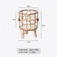 Gaya Pastoral Eropa Desktop bunga dekorasi tenunan tangan rotan bunga berdiri untuk balkon Pot bunga kreatif