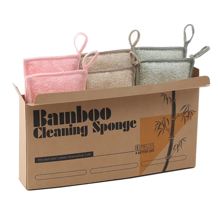 Washing Pan Scouring Pad Rag Sponge Dish Towel Wiping Cloth Bamboo Fiber Brush Dishwashing Block