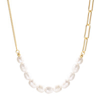 Collier vintage Style Hip Hop pour femmes, chaîne de pull à longues pampilles, en perles d'eau douce naturelles, en alliage galvanisé, nouvelle collection 2021