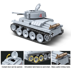 QUANGUAN 100082 <span class=keywords><strong>WW2</strong></span> LT-38 Char léger modèle technique Soldat Arme Jouets en plastique DIY pour enfants Ensembles de blocs de construction - Product Image 5