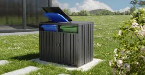 Customizable DIY Metal Trash Can <strong>Bin</strong> <strong>Storage</strong> Shed 2-3-Door Easy Assembly for <strong>Garden</strong> Backyard Park Outdoor Use Induction - Product Image 2