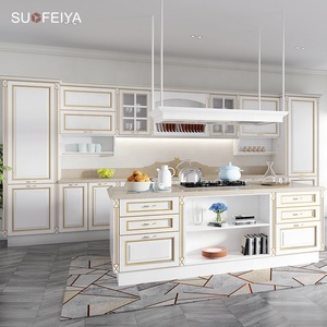 Sofeyia Armoires de cuisine modulaires classiques en bois de chêne blanc Rangement à tirette prêt à assembler avec robinet et charnière Accessoires - Product Image 2