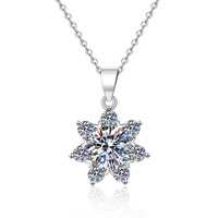 Collier pendentif flocon de neige en moissanite 1CT couleur D VVS1, bijoux élégants certifiés GRA, argent sterling S925 pour femmes