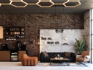 Bespoke Barber Interior Design Service Modern Men Salon Grooming Lounge Renovation and Commercial Retail Store <b>Fitting</b> - Product Image 2