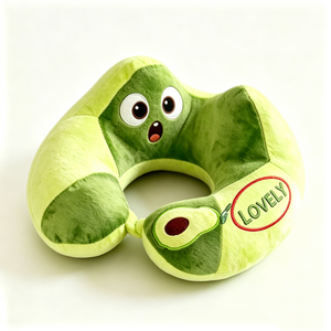 Customized Cute Avocado U-Shaped <b>Neck</b> <b>Pillow</b>, Green Avocado Fruit Plush Travel <b>Pillow</b> - Product Image 2