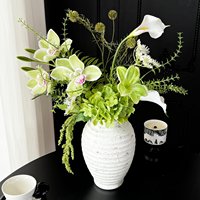 Buket Pengantin Buatan, Anggrek Cymbidium Sutra Calla Lily Buket Tangan untuk Pengantin Pemotretan Upacara Pernikahan.