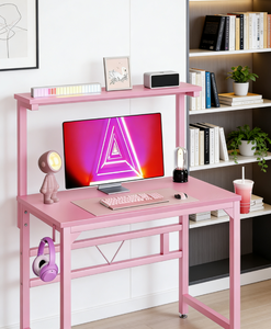 โต๊ะเล่นเกม <span class=keywords><strong>2</strong></span> ชั้น สไตล์สีชมพู พร้อมชั้นวางของ - Product Image 1