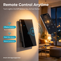 Interrupteur intelligent Tuya, contrôle par application, écran AMOLED tactile, interrupteur mural intelligent 1/2/3 voies + RF 433, norme américaine, Wi-Fi 110-240V