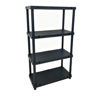 Étagère de rangement en plastique à 4 niveaux 80x40cm avec connecteurs pour supermarché, garage, entrepôt, outils et maison