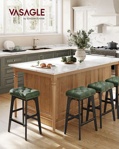 Juego de 2 <span class=keywords><strong>taburetes</strong></span> de barra de mostrador <span class=keywords><strong>VASAGLE</strong></span>, <span class=keywords><strong>taburetes</strong></span> de Bar de cuero sin espalda modernos, patas de madera maciza, <span class=keywords><strong>taburetes</strong></span> de sillín - Product Image 2