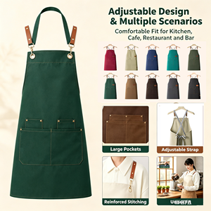 Tablier réglable unisexe en polycoton imperméable pour cuisine, chef, <span class=keywords><strong>barman</strong></span>, restaurant, bar, uniforme de travail, logo personnalisé en stock - Product Image 3