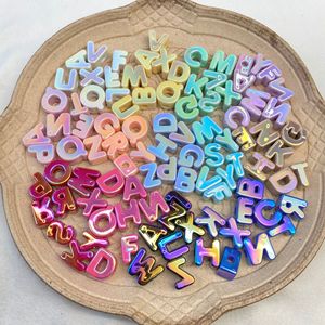 Perles de lettres arc-<span class=keywords><strong>en</strong></span>-ciel personnalisées plaquées UV à trou horizontal, perles DIY faites à la main, perles <span class=keywords><strong>en</strong></span> <span class=keywords><strong>vrac</strong></span>, accessoires pour téléphones portables - Product Image 1