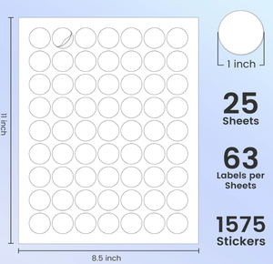 Étiquettes adhésives rondes imprimables, adhésif thermofusible, faciles à décoller, imprimables pour imprimantes laser/jet d'encre - Product Image 2