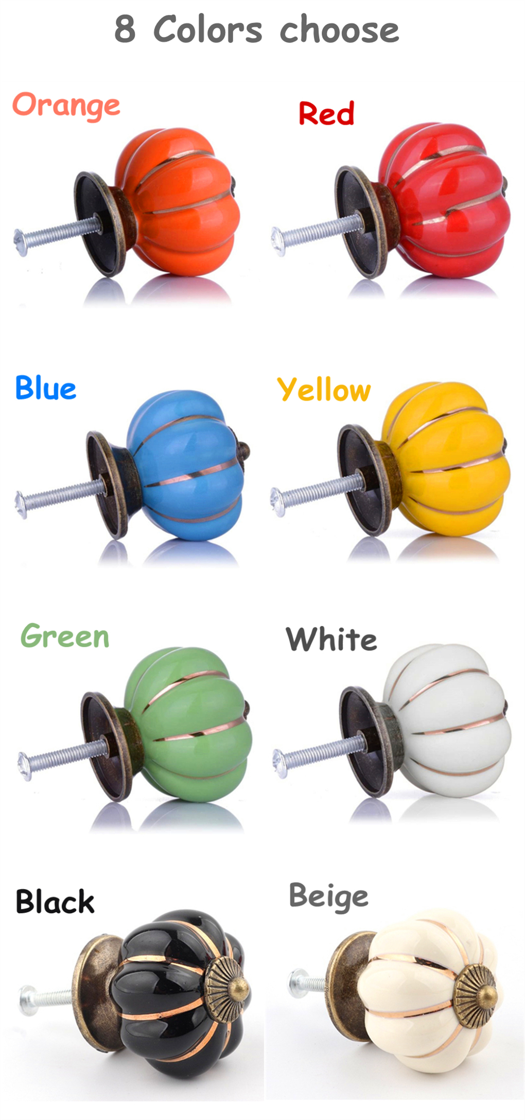 Ceramic Pumpkin Knobs Drawer Furniture  Handles  Door Hardware Dresser Cupboard Wardrobe Cabinet Knobs Pull