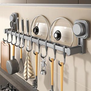 Wholesale Wall Mounted Kitchen Hook <b>Rack</b> No-Punching Hangers <b>Rail</b> Utensils Spoon Shovel Chopping Board Storage - Product Image 5