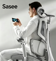 Hbada X7 Chaise de bureau ergonomique intelligente moderne en aluminium pivotante avec massage électrique réglable