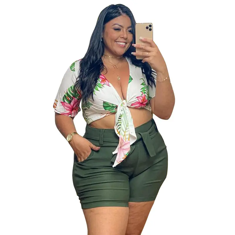 Topos cropped femininos plus size 4xl, r12689s estampa de folhas tamanho grande