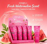 Lotion pour le corps Scenabella Sweet Temptations à la senteur de pastèque 236ml, parfum frais de melon, crème hydratante pour le corps, senteur fruitée sucrée