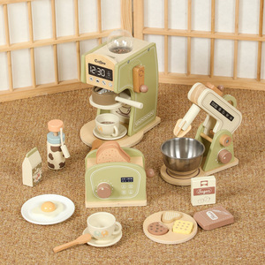 <span class=keywords><strong>Cafetera</strong></span>, Panificadora y Batidora de <span class=keywords><strong>Juguete</strong></span> Interactivas de Madera para Niños Pequeños y Bebés, Juego de Simulación de Cocina - Product Image 1