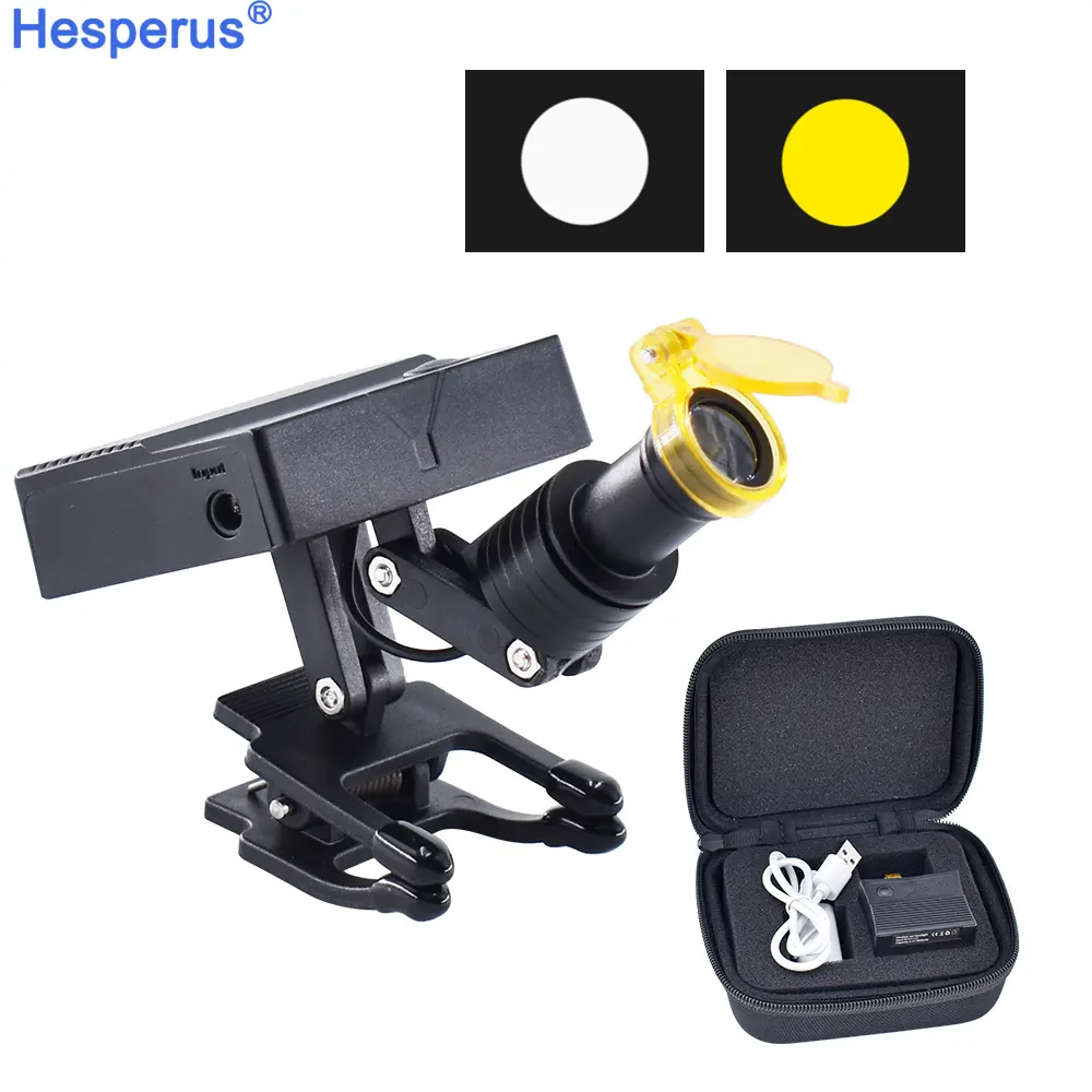 HESPERUS Dental 5W faro LED inalámbrico con Clip luz binocular portátil para lupa de dentista lupa médica de laboratorio