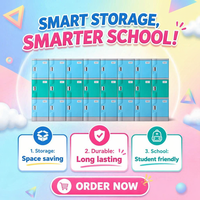 Casier scolaire moderne à 9 portes, haute qualité, mini casier à assembler, station de recharge pour téléphone, serrure à clé extérieure, étanche, durable
